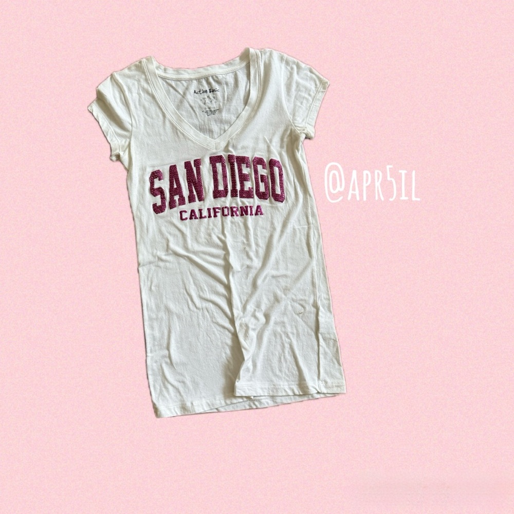 Active Basic White Tee with Black Print
